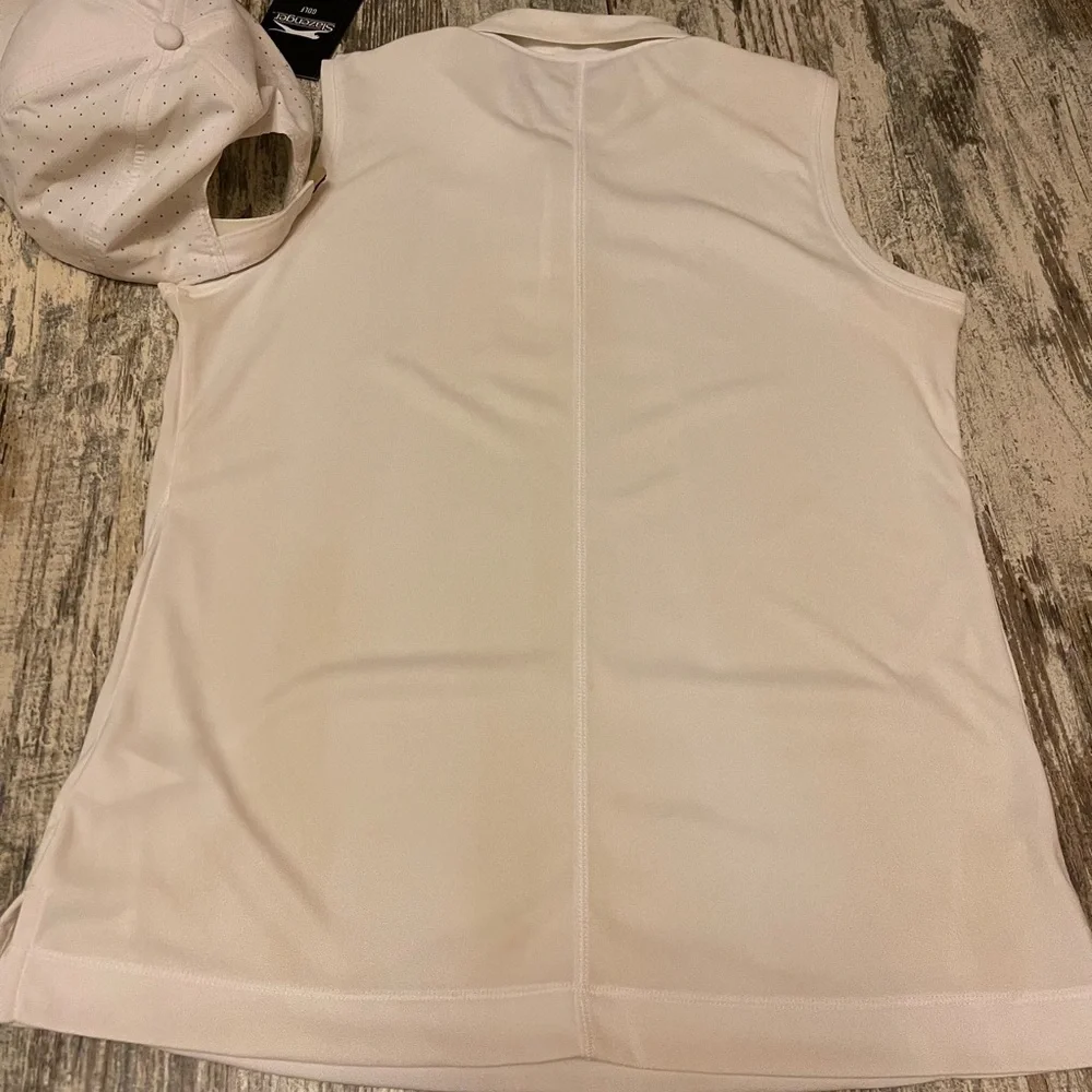 Slazenger Golf Shirt Sleeveless White Small Hat - Picture 2 of 4